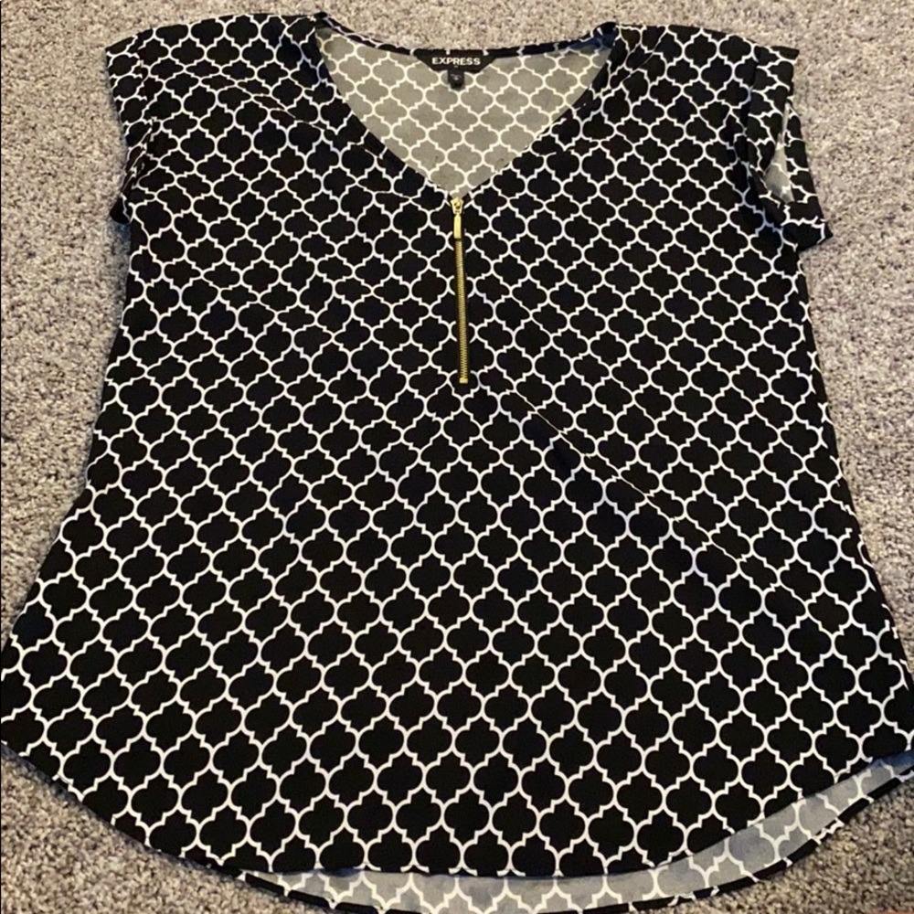 Express black/white blouse